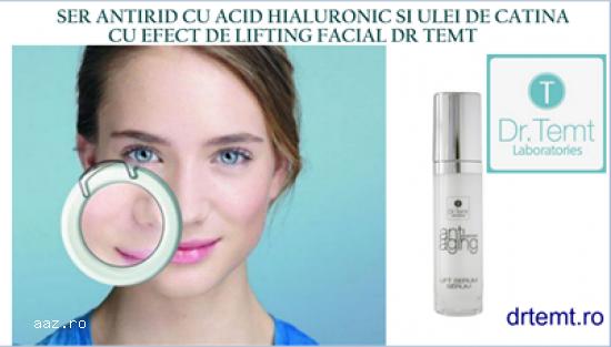 SER ANTI-AGING CU ACID HIALURONIC SI ULEI DE CATINA CU EFECT DE LIFTING FACIAL DR. TEMT