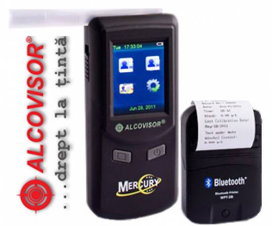 Etilotest Profesional cu Imprimanta Wireless și Ecran Tactil Color - Etilotest AlcoVisor MERCURY