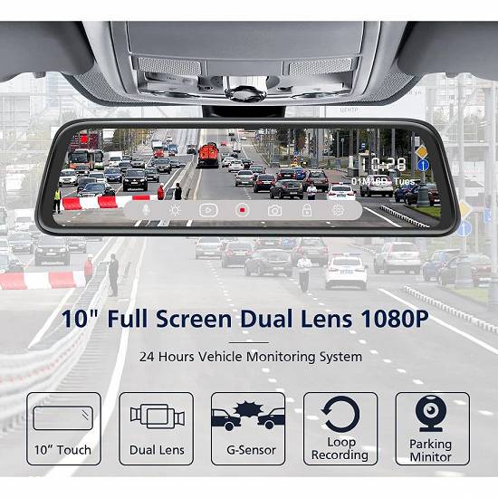 Oglinda auto video FHD dual camera 25cm meniu limba Romana