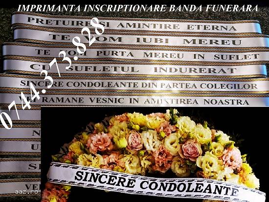 Imprimanta scriere panglici funerare florale 0744373828!!!.