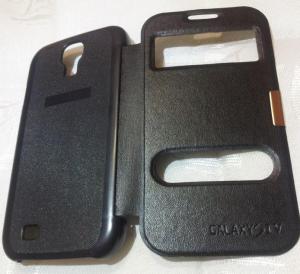 Husa double window flip cover samsung i9500 galaxy s4 neagra