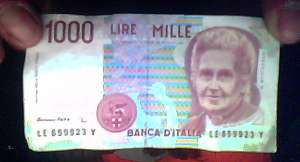 1000 de lire italiene din 1990